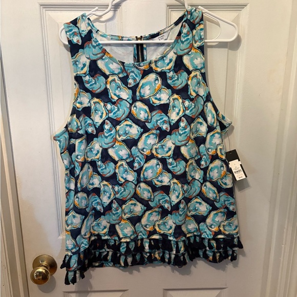 Blue Patterned Sleeveless‎ Top - Picture 1 of 4